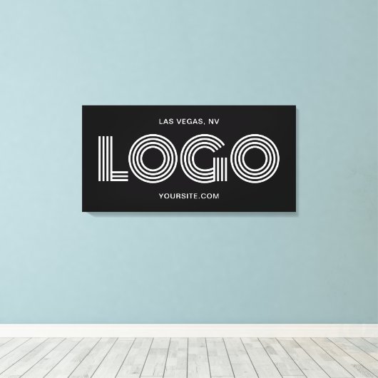 Zwart-wit Modern Rechthoekig Logo Promo Canvas Afdruk (Insitu (Houten vloer))