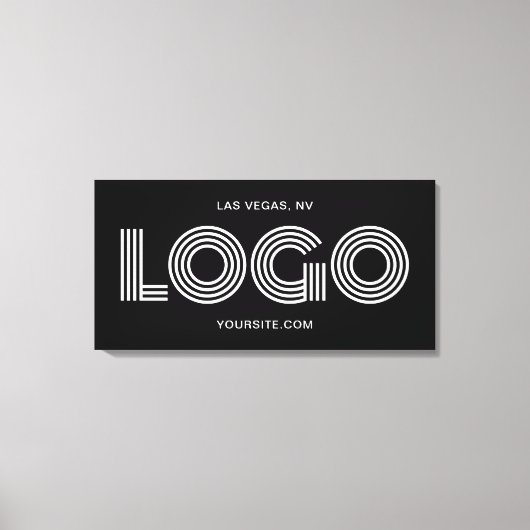 Zwart-wit Modern Rechthoekig Logo Promo Canvas Afdruk (Voorkant)