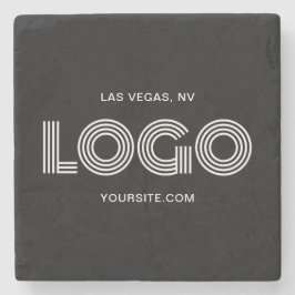 Zwart-wit Modern Rechthoekig Logo Promo Stenen Onderzetter