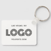 Zwart-wit Modern Rechthoekig Logo Sleutelhanger (Voorkant)