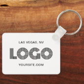 Zwart-wit Modern Rechthoekig Logo Sleutelhanger (Voorkant)