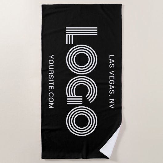 Zwart-wit Modern Rechthoekig Logo Strandlaken (Voorkant)