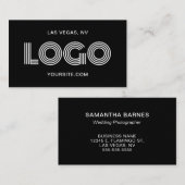 Zwart-wit Modern Rechthoekig Logo Visitekaartje (Voorkant / Achterkant)