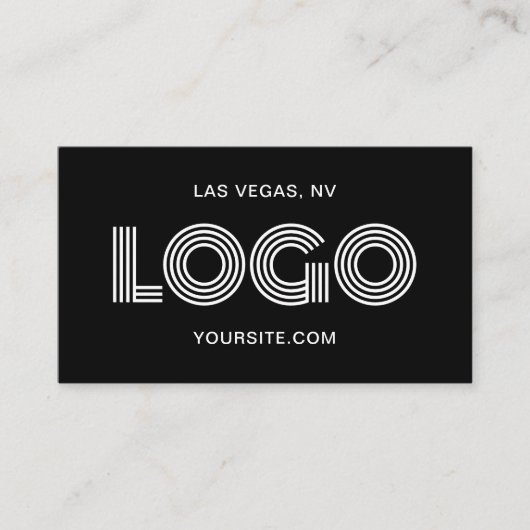 Zwart-wit Modern Rechthoekig Logo Visitekaartje (Voorkant)