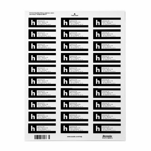 Zwart-wit | Modern retouradres Etiket (Full Sheet)