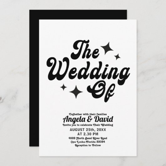 zwart-wit Modern  retro script Weddenschap Kaart (Voorkant / Achterkant)