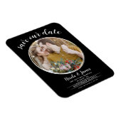 Zwart & Wit Modern Ronde Foto Save the Date Magneet (Rechterzijde)
