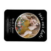Zwart & Wit Modern Ronde Foto Save the Date Magneet (Horizontaal)