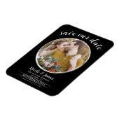 Zwart & Wit Modern Ronde Foto Save the Date Magneet (Linkerzijde)