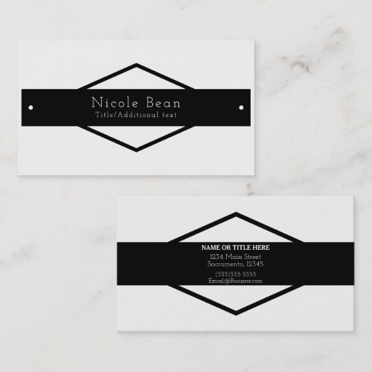 Zwart-wit, modern, Rotisch, zwart diamant Visitekaartje (Voorkant / Achterkant)