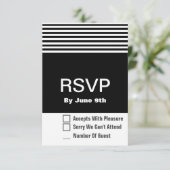 Zwart-wit Modern RSVP Response Kaart 3.5 x 3" (Staand voorkant)