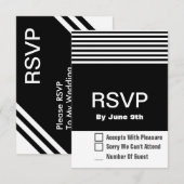 Zwart-wit Modern RSVP Response Kaart 3.5 x 3" (Voorkant / Achterkant)