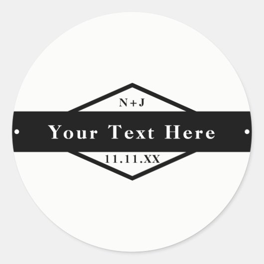 Zwart-wit modern Rustic - Aangepast huwelijk Ronde Sticker (Voorkant)