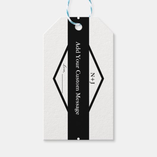 Zwart & Wit Modern Rustic Huwelijksgunst op Maat Cadeaulabel (Voorkant)