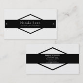 Zwart & Wit Modern Rustiek Chic Black Diamond Visitekaartje (Voorkant / Achterkant)