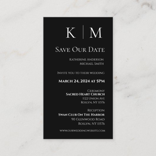 Zwart-wit-Modern-Save the Date- Visitekaartje (Voorkant)