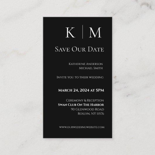 Zwart-wit-Modern-Save the Date- Visitekaartje (Voorkant)