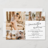 Zwart wit modern script 6 foto's bruiloft kaart (Voorkant)