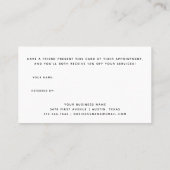 Zwart-wit modern script aanbevelingskaartje (Achterkant)