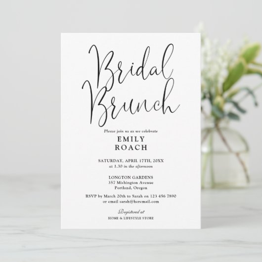 Zwart-wit Modern Script Bruids Bunch Shower Kaart (Staand voorkant)