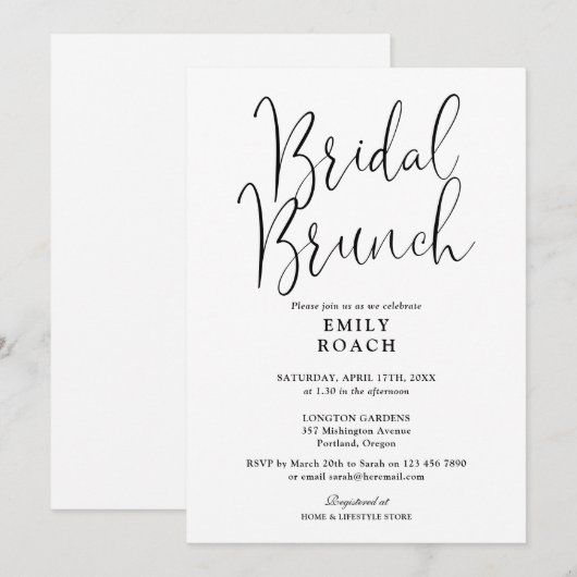 Zwart-wit Modern Script Bruids Bunch Shower Kaart (Voorkant / Achterkant)