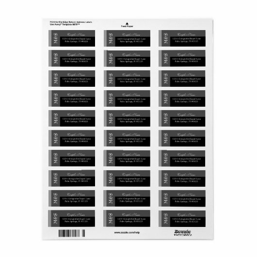 Zwart-wit modern script bruiloft etiket (Full Sheet)