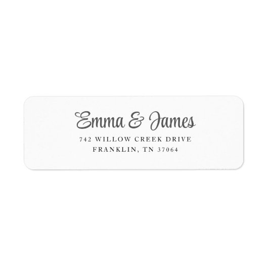 Zwart & Wit Modern Script Bruiloft Etiket (Voorkant)