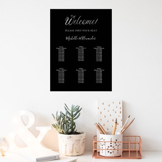 Zwart wit modern script bruiloft zitgrafiek poster