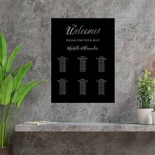 Zwart wit modern script bruiloft zitgrafiek poster