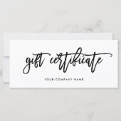 Zwart-wit modern script | Cadeaubon (Voorkant)