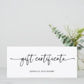 Zwart-wit modern script | Cadeaubon (Staand voorkant)