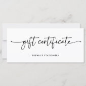 Zwart-wit modern script | Cadeaubon (Voorkant)