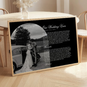 Zwart & Wit Modern Script Huwelijksbelofte Boog Fo Poster