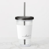 Zwart wit modern script meisjesmonogram naam acryl drinkbeker (Voorkant)