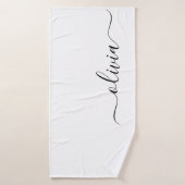 Zwart wit modern script meisjesmonogram naam badhanddoek (Badhanddoek)