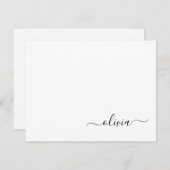 Zwart wit modern script meisjesmonogram naam bedankkaart (Voorkant / Achterkant)