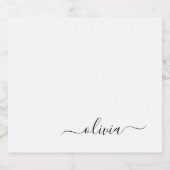 Zwart wit modern script meisjesmonogram naam bier etiket (Enkel label)