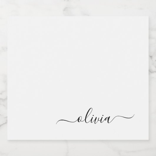 Zwart wit modern script meisjesmonogram naam bier etiket (Enkel label)