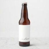 Zwart wit modern script meisjesmonogram naam bier etiket (Voorkant)
