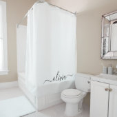 Zwart wit modern script meisjesmonogram naam douchegordijn (In situ)
