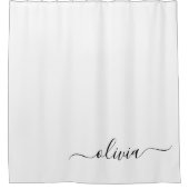 Zwart wit modern script meisjesmonogram naam douchegordijn (Voorkant)
