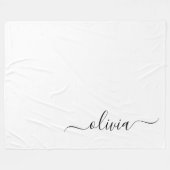 Zwart wit modern script meisjesmonogram naam fleece deken (Voorkant (Horizontaal))