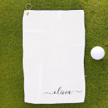 Zwart wit modern script meisjesmonogram naam golfhanddoek<br><div class="desc">Rug en White Monogram Name Golf Towel. Dit maakt de perfecte liefhebbende 16 verjaardag,  bruiloft,  vrijgezellenfeest,  verjaardagsdag,  baby shower of vrijgezellenfeest voor iemand die van luxe glam en stijl houdt.</div>