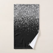 Zwart wit modern script meisjesmonogram naam handdoek (Handdoek)