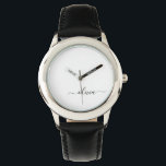 Zwart wit modern script meisjesmonogram naam horloge<br><div class="desc">Black and White Simple Script Monogram Name Watch. Dit maakt de perfecte liefhebbende 16 verjaardag,  bruiloft,  vrijgezellenfeest,  verjaardagsdag,  baby shower of vrijgezellenfeest voor iemand die van luxe glam en stijl houdt.</div>