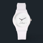 Zwart wit modern script meisjesmonogram naam horloge<br><div class="desc">Black and White Simple Script Monogram Name Watch. Dit maakt het perfecte afstuderen,  de verjaardag,  de bruiloft,  het vrijgezellenfeest,  de verjaardag,  het baby shower of het bachelorette feest cadeau voor iemand die van glam luxe en chic stijlen houdt.</div>