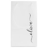 Zwart wit modern script meisjesmonogram naam klein cadeauzakje (Achterkant)