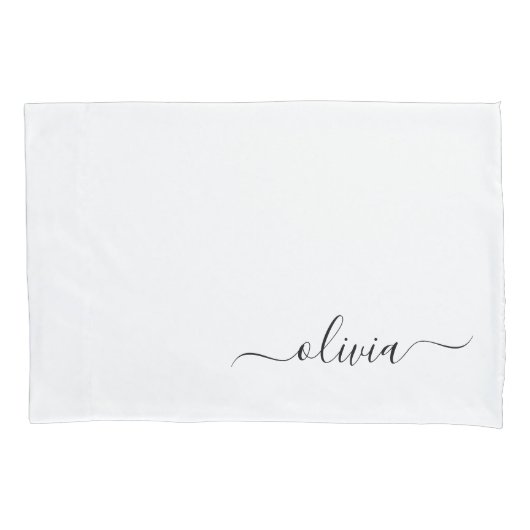 Zwart wit modern script meisjesmonogram naam kussensloop (Voorkant)