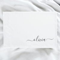 Zwart wit modern script meisjesmonogram naam