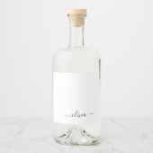 Zwart wit modern script meisjesmonogram naam likeurfles etiket (Voorkant)